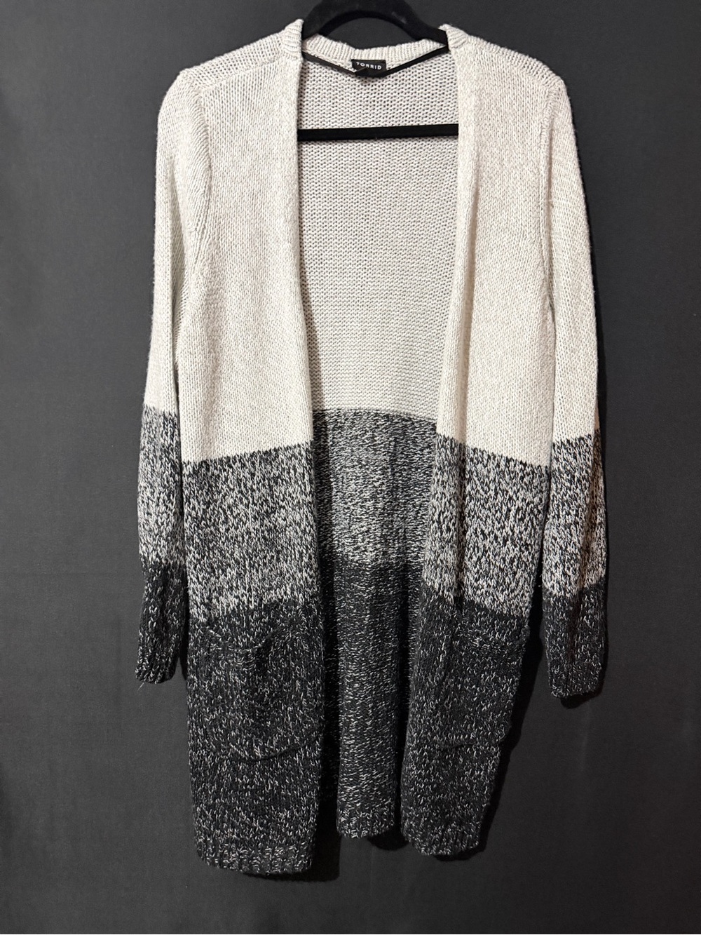 torrid Cream and Black Ombre Open-Front Cardigan